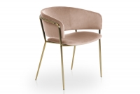 Židle čalouněné s loketními opěrkami Nicole na zlatém roštu - Pudrový Růžový