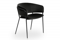 Čalúnená stolička s opierkami Nicole s čiernym rámom - Čierna