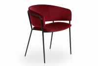 Židle čalouněné s loketními opěrkami Nicole na černém roštu - Červený