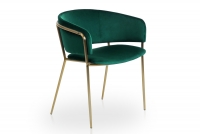 Čalúnená stolička s opierkami Nicole so zlatým rámom - Zelená