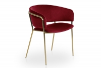 Židle čalouněná s loketními opěrkami Nicole na zlatém rámu - Červená