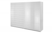Skříň s posuvnými dveřmi 270 Galaxy 69 - Bílý/Bílý lesk - bílé sklo